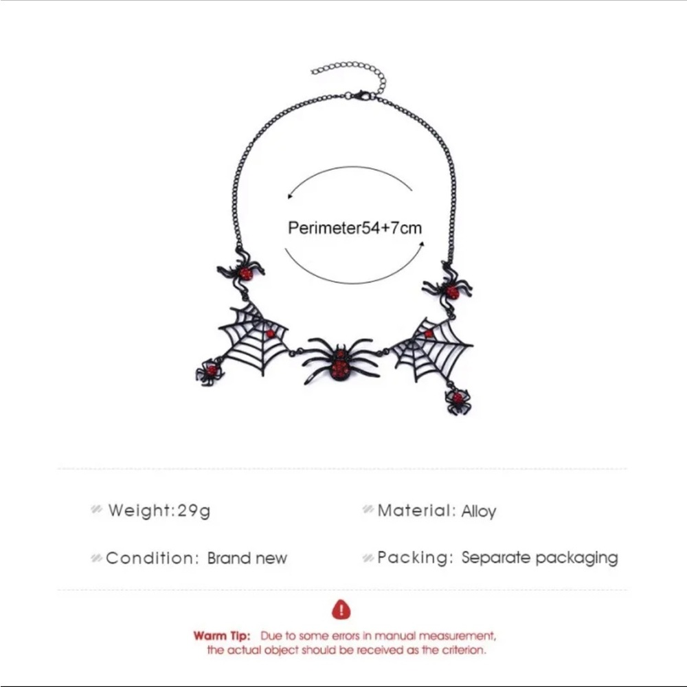 Gothic Black Spider Web Pendant Necklace Women Clavicle Chain Halloween Gifts - Picture 9 of 9